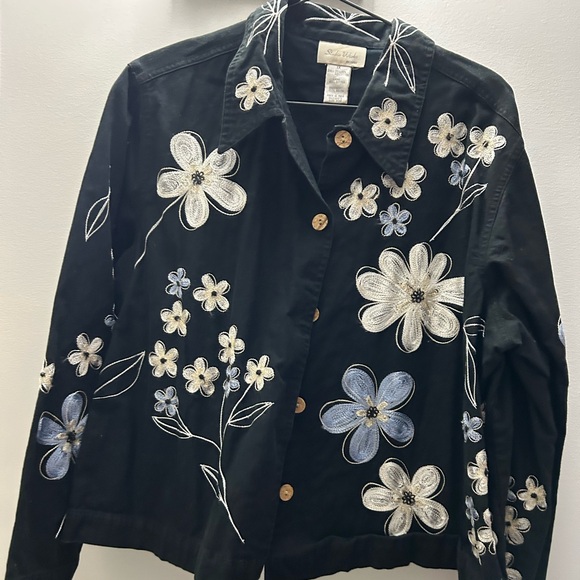 Studio Works Black and White Floral embroidered Jacket - Picture 1 of 3